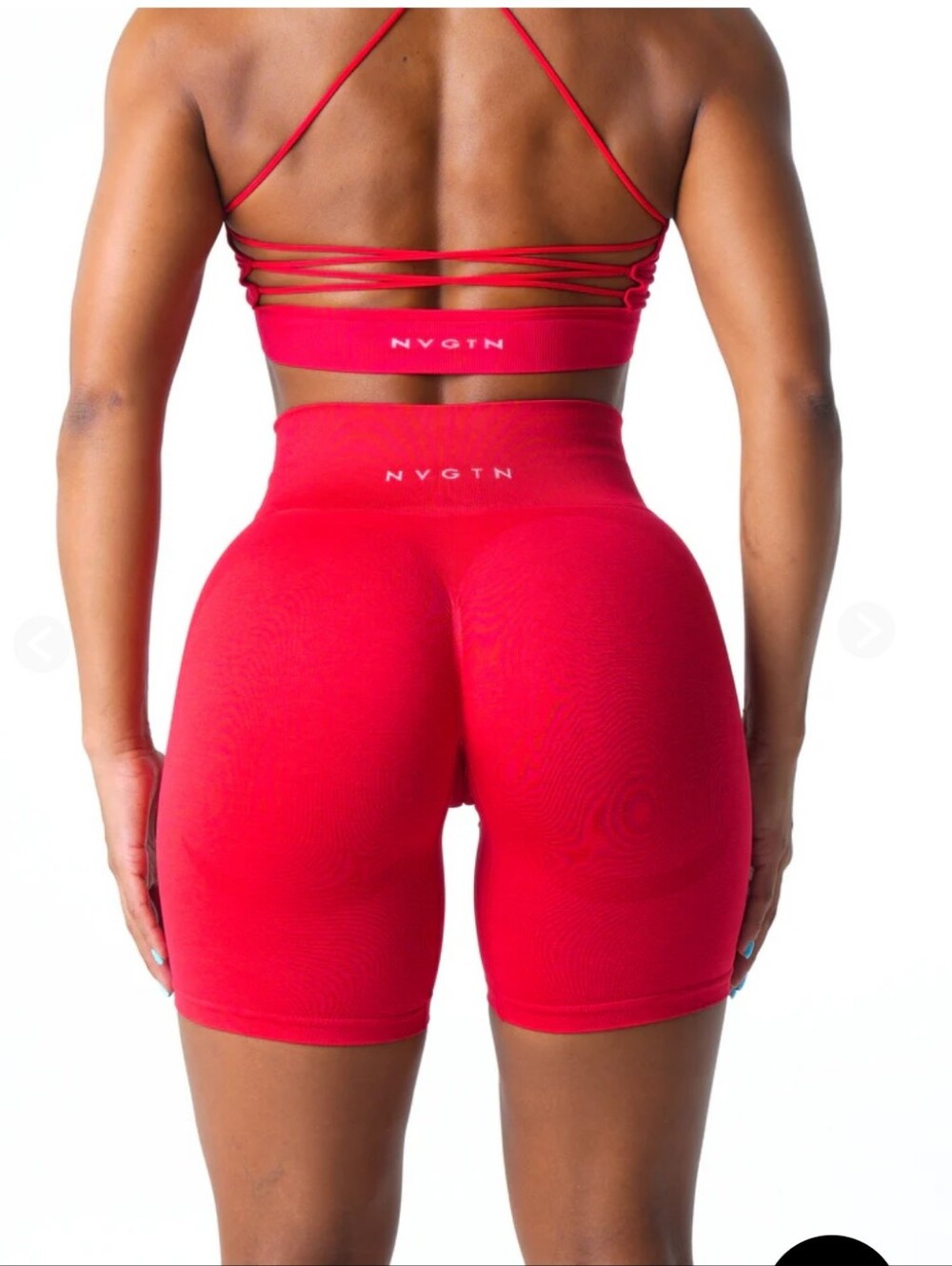 Nvgtn Set Candy Apple Red Cascade Bra And Contour 2.0 Seamless Shorts